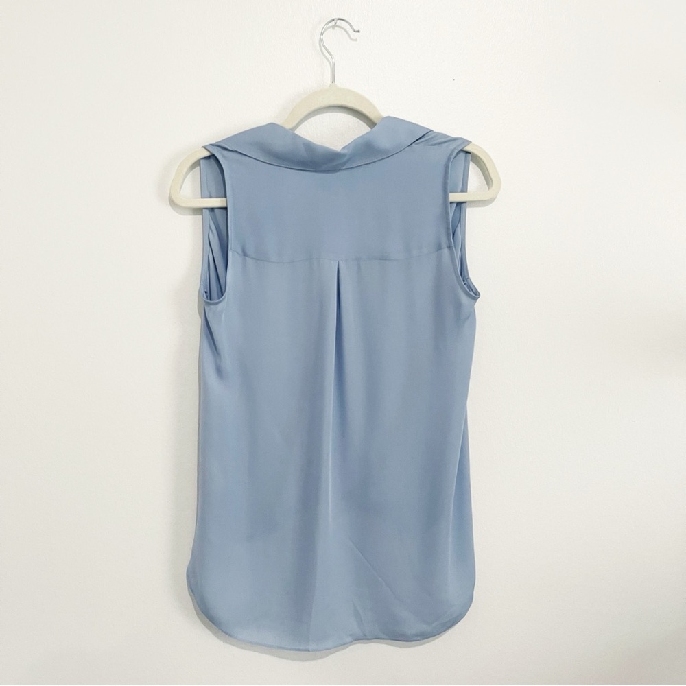 L’Agence Freja 100% Silk Draped Blouse Women’s Sleeveless Cote D’azure Blue Sz S - Picture 6 of 11